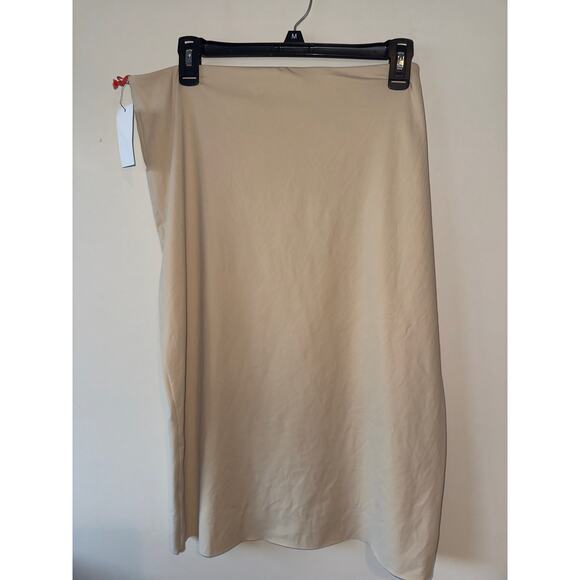 Open Edit Smooth Edit Midi Skirt in Tan Oxford - Picture 2 of 4